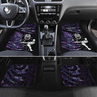 New Zealand Maori Rugby Personalised Car Mats Ta Moko Silver Fern - Paua Purple LT7 Set 4pcs Purple - Polynesian Pride