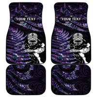New Zealand Maori Rugby Personalised Car Mats Ta Moko Silver Fern - Paua Purple LT7 - Polynesian Pride
