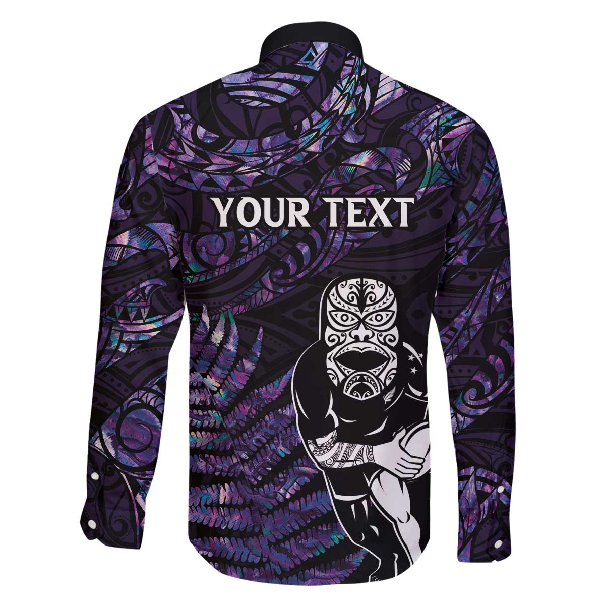 New Zealand Maori Rugby Personalised Family Matching Puletasi and Hawaiian Shirt Ta Moko Silver Fern - Paua Purple LT7 - Polynesian Pride