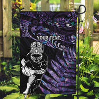 New Zealand Maori Rugby Personalised Garden Flag Ta Moko Silver Fern - Paua Purple LT7 Garden Flag Purple - Polynesian Pride