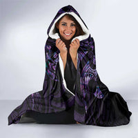 New Zealand Maori Rugby Personalised Hooded Blanket Ta Moko Silver Fern - Paua Purple LT7 - Polynesian Pride