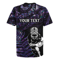 New Zealand Maori Rugby Personalised Rugby Jersey Ta Moko Silver Fern - Paua Purple LT7 - Polynesian Pride