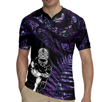 New Zealand Maori Rugby Personalised Rugby Jersey Ta Moko Silver Fern - Paua Purple LT7 - Polynesian Pride