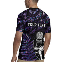 New Zealand Maori Rugby Personalised Rugby Jersey Ta Moko Silver Fern - Paua Purple LT7 - Polynesian Pride