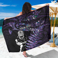 New Zealand Maori Rugby Personalised Sarong Ta Moko Silver Fern - Paua Purple LT7 One Size 44 x 66 inches Purple - Polynesian Pride