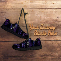 New Zealand Maori Rugby Personalised Sneakers Ta Moko Silver Fern - Paua Purple LT7 - Polynesian Pride
