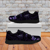 New Zealand Maori Rugby Personalised Sneakers Ta Moko Silver Fern - Paua Purple LT7 - Polynesian Pride