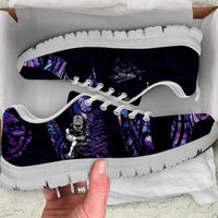 New Zealand Maori Rugby Personalised Sneakers Ta Moko Silver Fern - Paua Purple LT7 Purple - Polynesian Pride