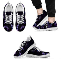 New Zealand Maori Rugby Personalised Sneakers Ta Moko Silver Fern - Paua Purple LT7 - Polynesian Pride