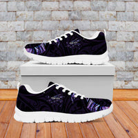 New Zealand Maori Rugby Personalised Sneakers Ta Moko Silver Fern - Paua Purple LT7 - Polynesian Pride