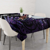 New Zealand Maori Rugby Personalised Tablecloth Ta Moko Silver Fern - Paua Purple LT7 - Polynesian Pride