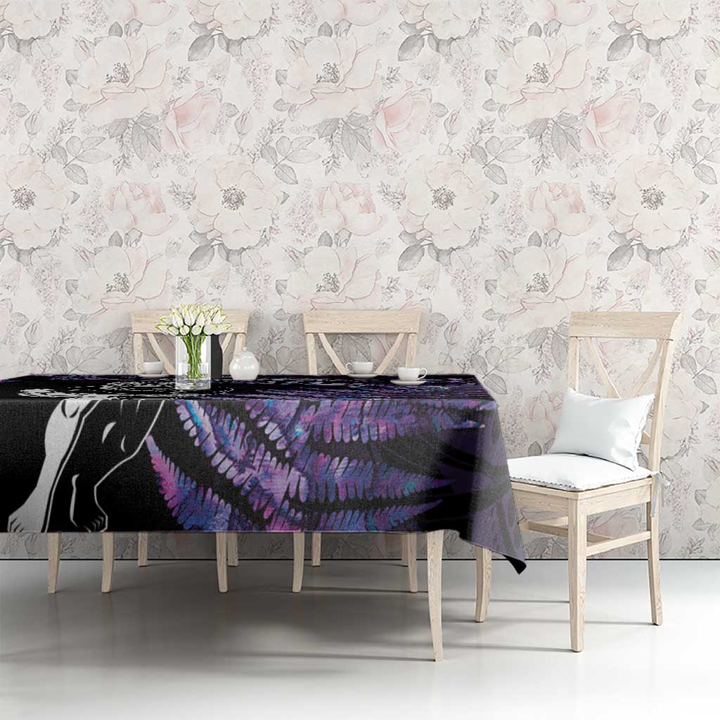 New Zealand Maori Rugby Personalised Tablecloth Ta Moko Silver Fern - Paua Purple LT7 - Polynesian Pride