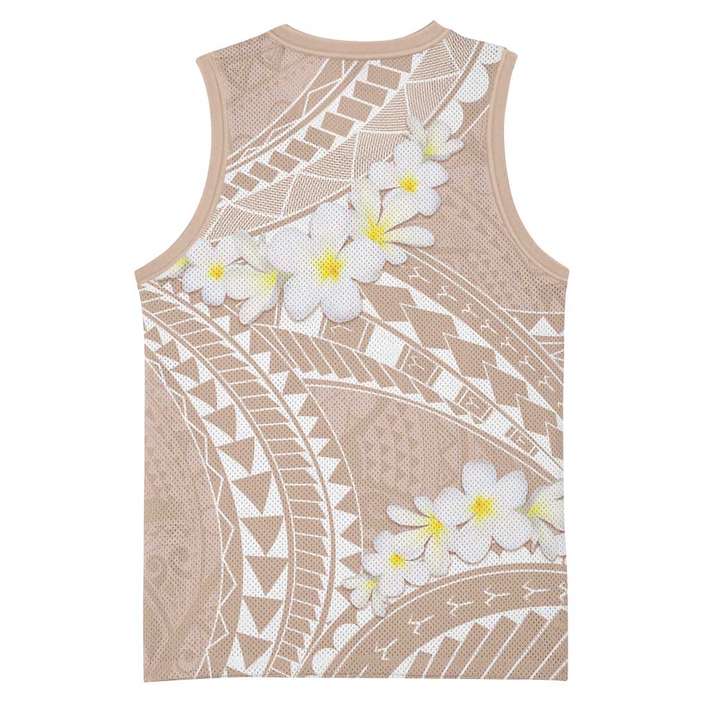 Polynesian Vintage Floral Basketball Jersey Beige Motifs LT7 - Polynesian Pride