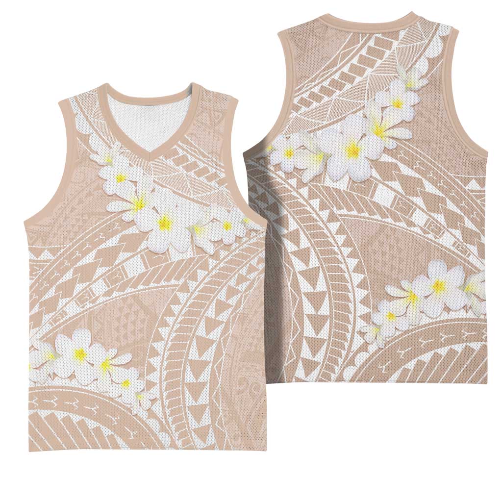Polynesian Vintage Floral Basketball Jersey Beige Motifs LT7 - Polynesian Pride