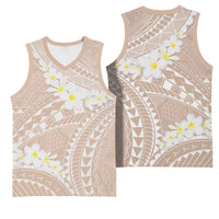 Polynesian Vintage Floral Basketball Jersey Beige Motifs LT7 - Polynesian Pride