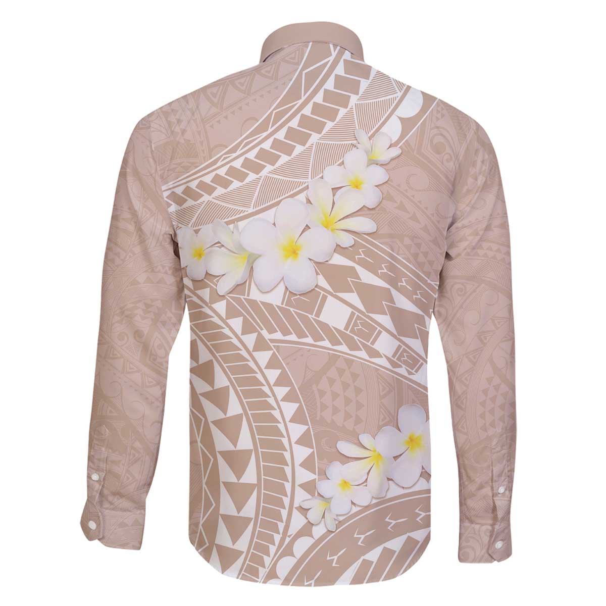 Polynesian Vintage Floral Family Matching Off The Shoulder Long Sleeve Dress and Hawaiian Shirt Beige Motifs LT7 - Polynesian Pride