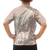 Polynesian Vintage Floral Family Matching Puletasi and Hawaiian Shirt Beige Motifs LT7 - Polynesian Pride