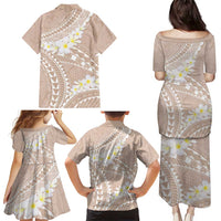 Polynesian Vintage Floral Family Matching Puletasi and Hawaiian Shirt Beige Motifs LT7 - Polynesian Pride