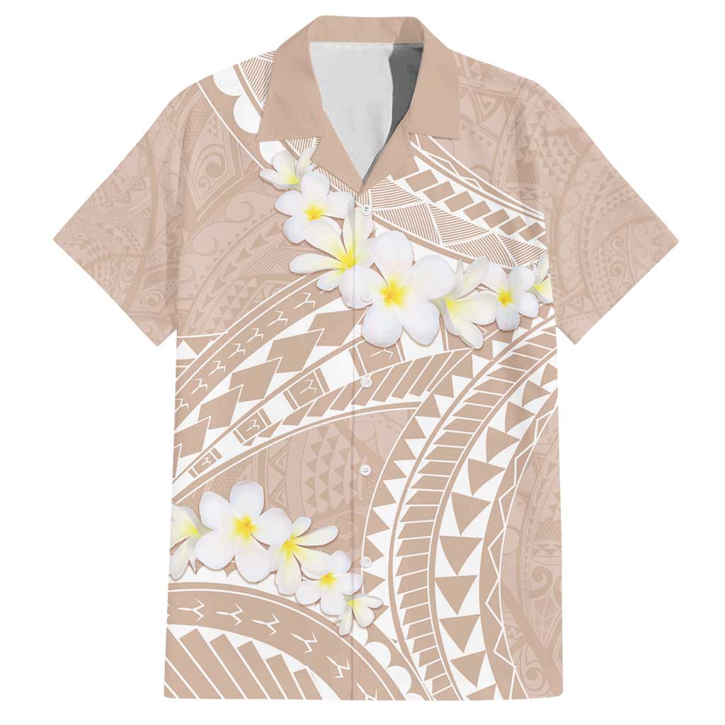 Polynesian Vintage Floral Family Matching Puletasi and Hawaiian Shirt Beige Motifs LT7 Dad's Shirt - Short Sleeve Beige - Polynesian Pride