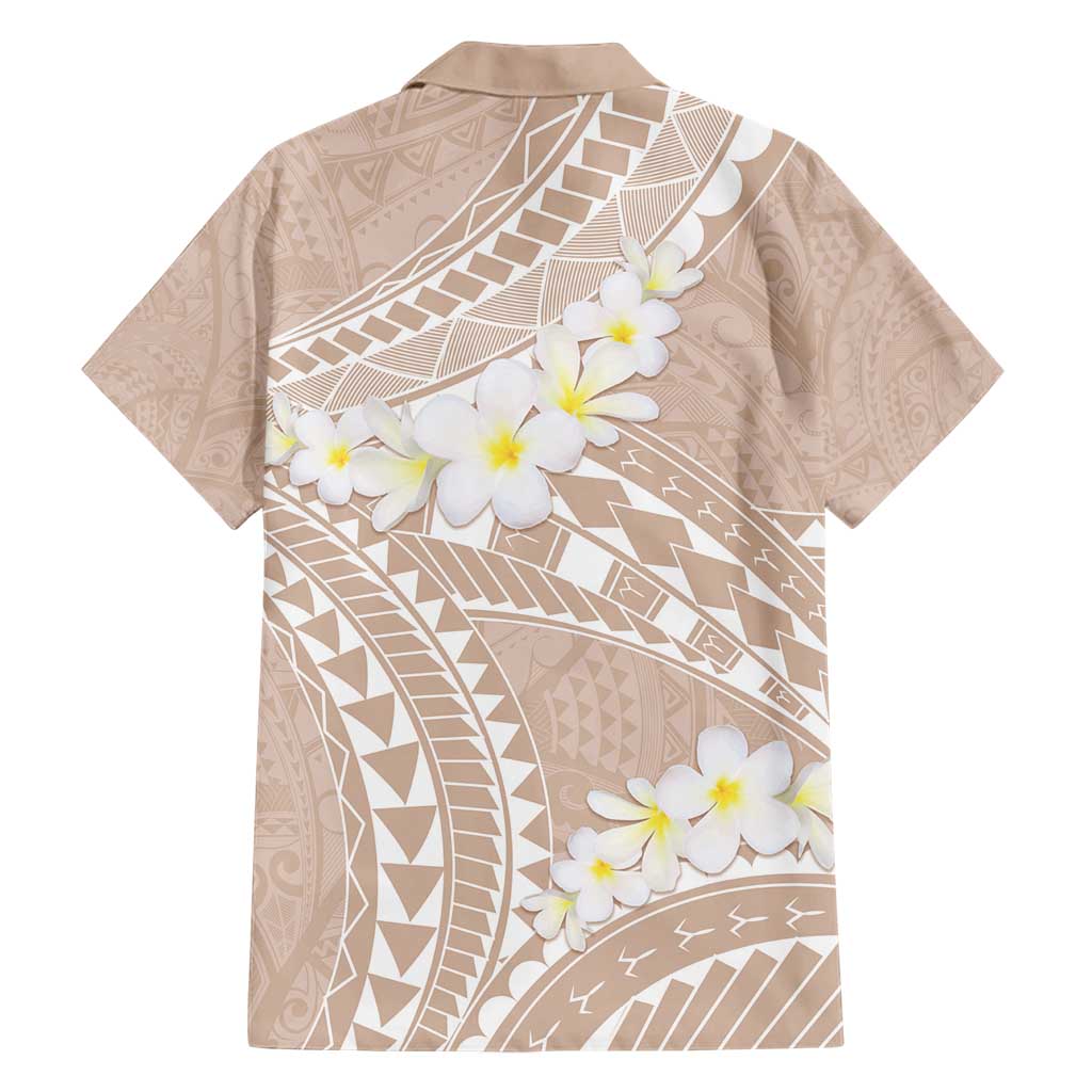 Polynesian Vintage Floral Family Matching Short Sleeve Bodycon Dress and Hawaiian Shirt Beige Motifs LT7 - Polynesian Pride