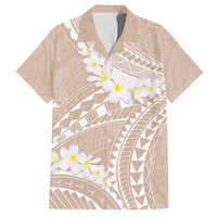 Polynesian Vintage Floral Family Matching Summer Maxi Dress and Hawaiian Shirt Beige Motifs LT7 Dad's Shirt - Short Sleeve Beige - Polynesian Pride