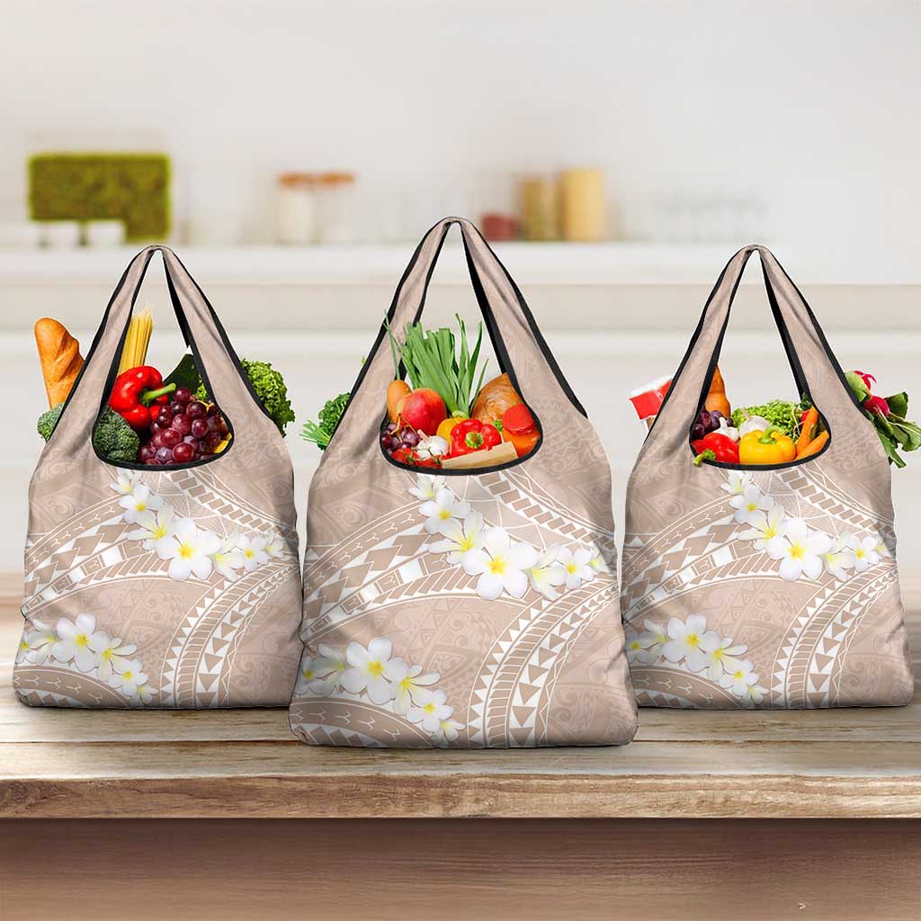 Polynesian Vintage Floral Grocery Bag Beige Motifs - Polynesian Pride