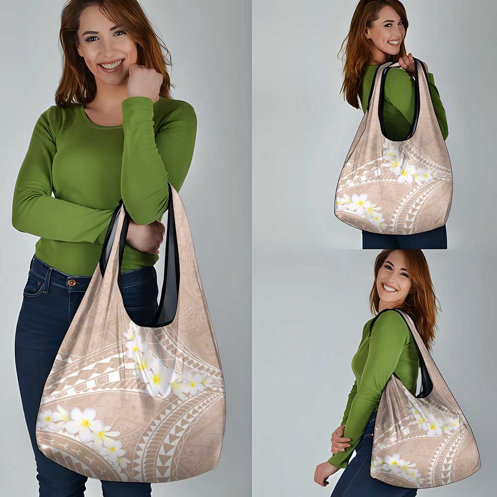 Polynesian Vintage Floral Grocery Bag Beige Motifs - Polynesian Pride