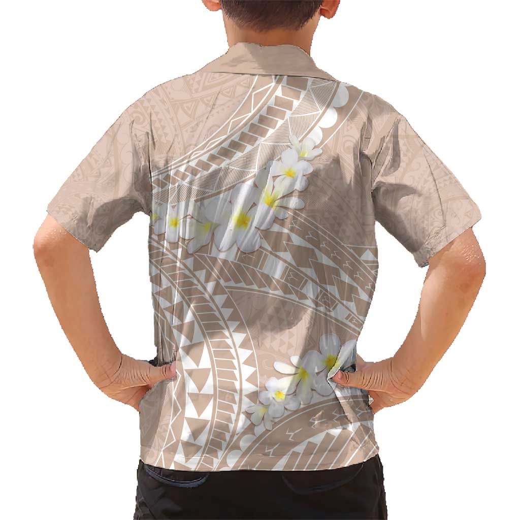 Polynesian Vintage Floral Kid Hawaiian Shirt Beige Motifs - Polynesian Pride