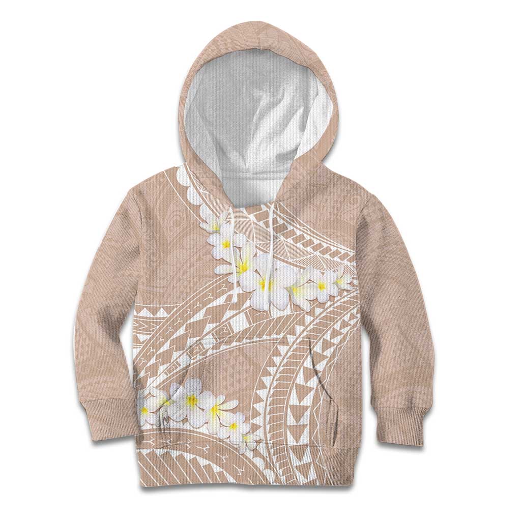 Polynesian Vintage Floral Kid Hoodie Beige Motifs LT7 Hoodie Beige - Polynesian Pride