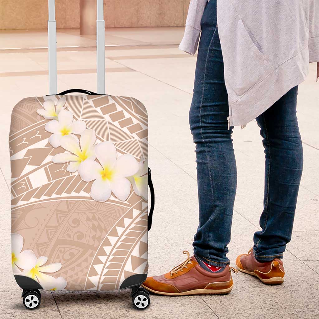 Polynesian Vintage Floral Luggage Cover Beige Motifs LT7 Beige - Polynesian Pride