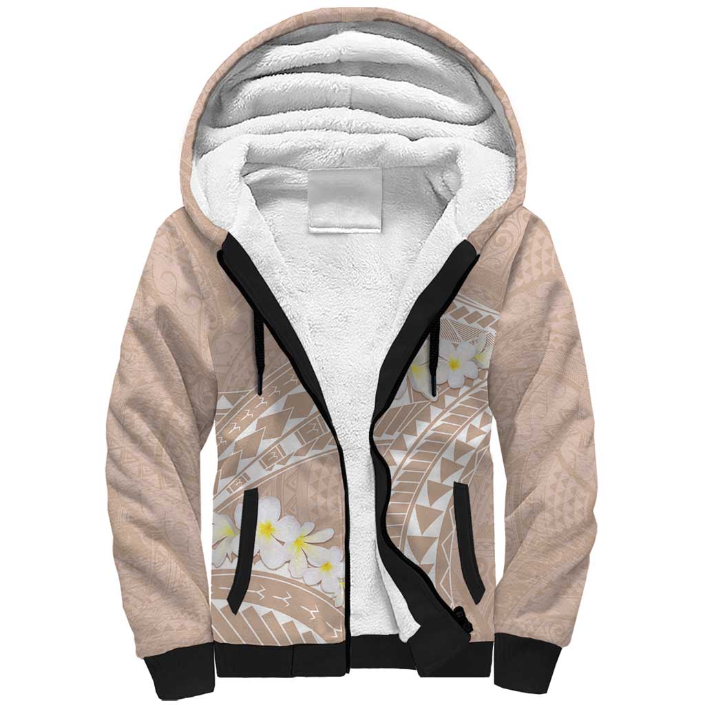 Polynesian Vintage Floral Sherpa Hoodie Beige Motifs LT7 Unisex Beige - Polynesian Pride