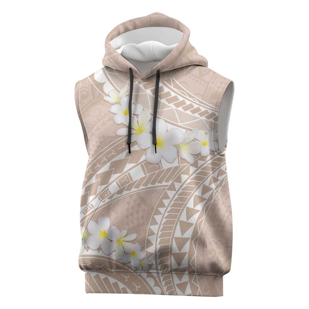 Polynesian Vintage Floral Sleeveless Hoodie Beige Motifs LT7 Beige - Polynesian Pride