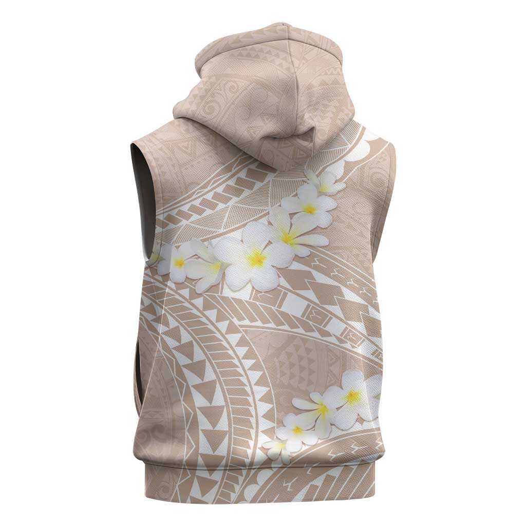 Polynesian Vintage Floral Sleeveless Zip Hoodie Beige Motifs - Polynesian Pride