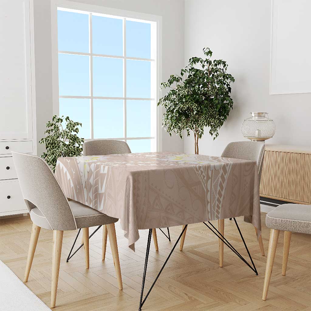 Polynesian Vintage Floral Tablecloth Beige Motifs - Polynesian Pride
