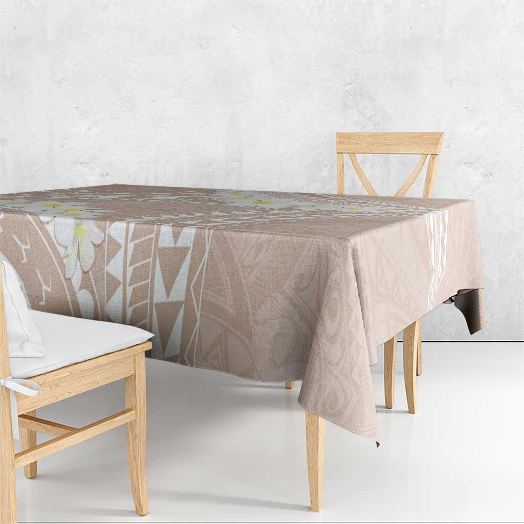 Polynesian Vintage Floral Tablecloth Beige Motifs - Polynesian Pride