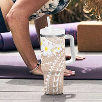 Polynesian Vintage Floral Tumbler With Handle Beige Motifs - Polynesian Pride