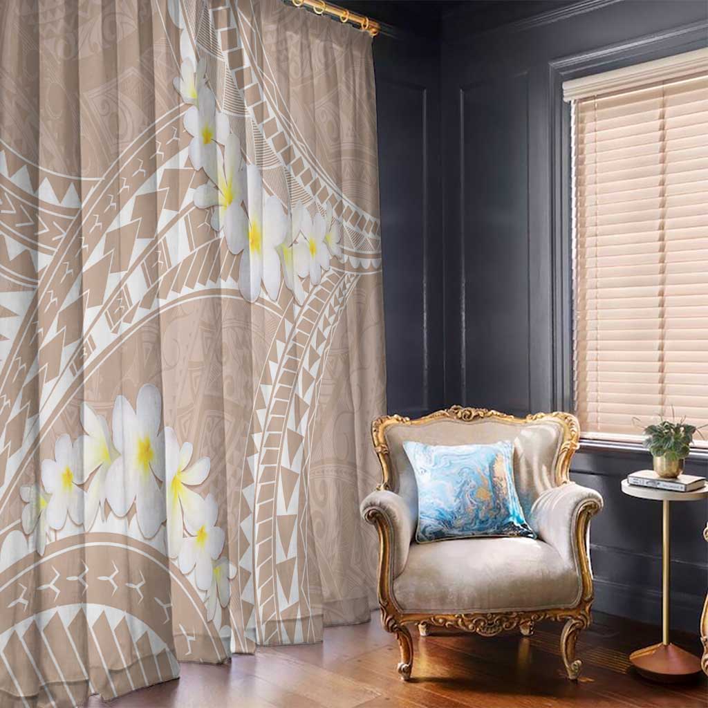 Polynesian Vintage Floral Window Curtain Beige Motifs - Polynesian Pride