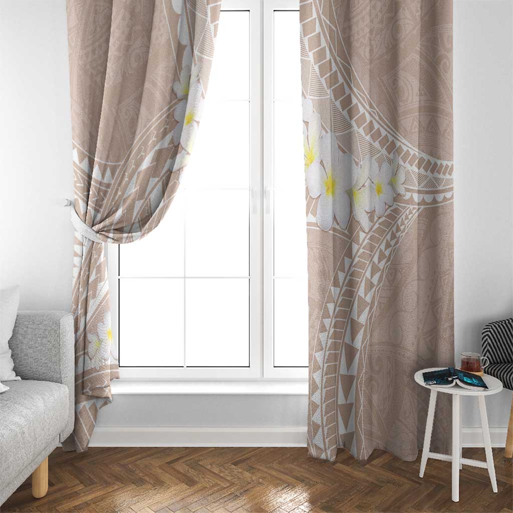 Polynesian Vintage Floral Window Curtain Beige Motifs - Polynesian Pride