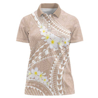 Polynesian Vintage Floral Women Polo Shirt Beige Motifs - Polynesian Pride