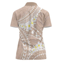 Polynesian Vintage Floral Women Polo Shirt Beige Motifs - Polynesian Pride