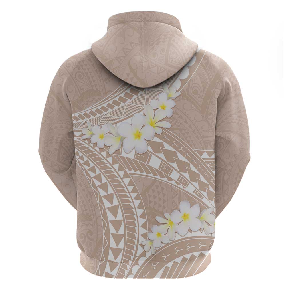 Polynesian Vintage Floral Zip Hoodie Beige Motifs LT7 - Polynesian Pride