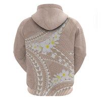 Polynesian Vintage Floral Zip Hoodie Beige Motifs LT7 - Polynesian Pride