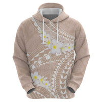 Polynesian Vintage Floral Zip Hoodie Beige Motifs LT7 - Polynesian Pride
