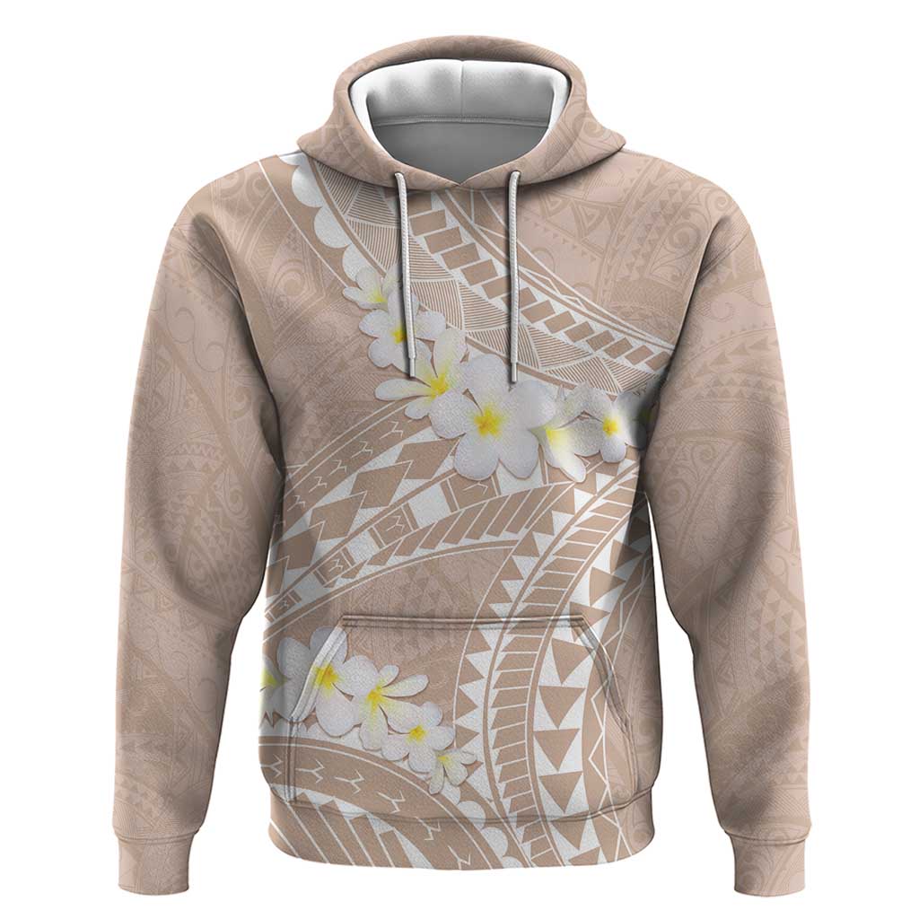 Polynesian Vintage Floral Zip Hoodie Beige Motifs LT7 Pullover Hoodie Beige - Polynesian Pride