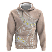Polynesian Vintage Floral Zip Hoodie Beige Motifs LT7 Pullover Hoodie Beige - Polynesian Pride