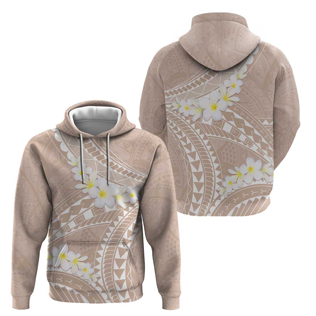 Polynesian Vintage Floral Zip Hoodie Beige Motifs LT7 - Polynesian Pride