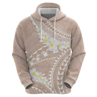 Polynesian Vintage Floral Zip Hoodie Beige Motifs LT7 - Polynesian Pride