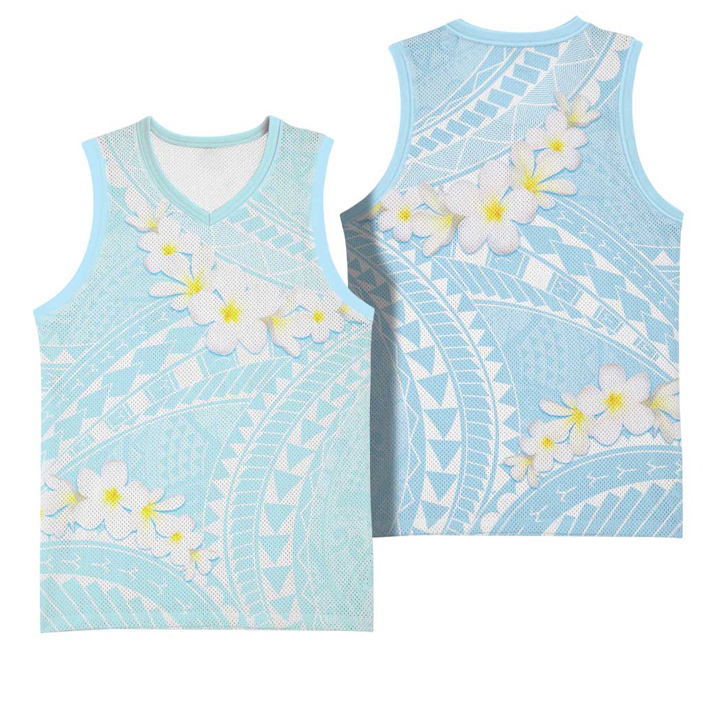 Polynesian Vintage Floral Basketball Jersey Azure Motifs LT7 - Polynesian Pride