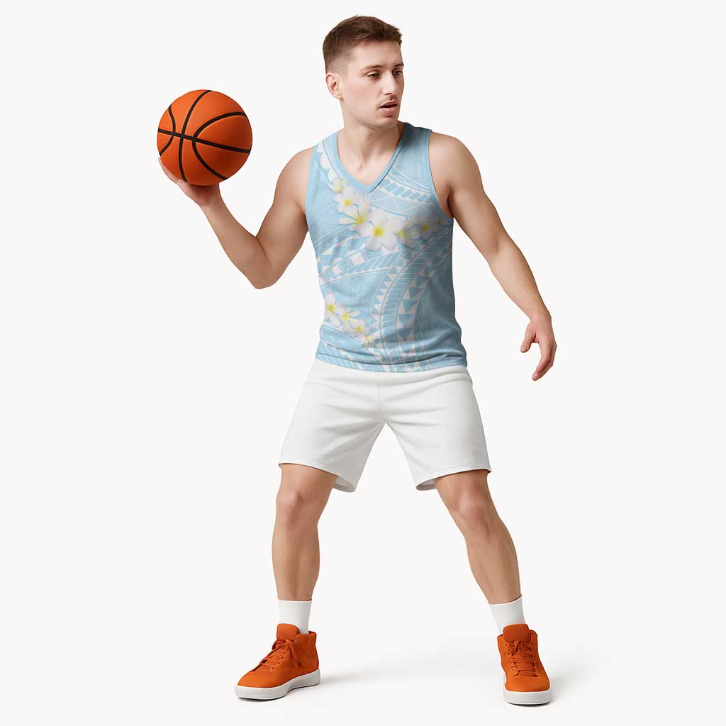 Polynesian Vintage Floral Basketball Jersey Azure Motifs LT7 - Polynesian Pride