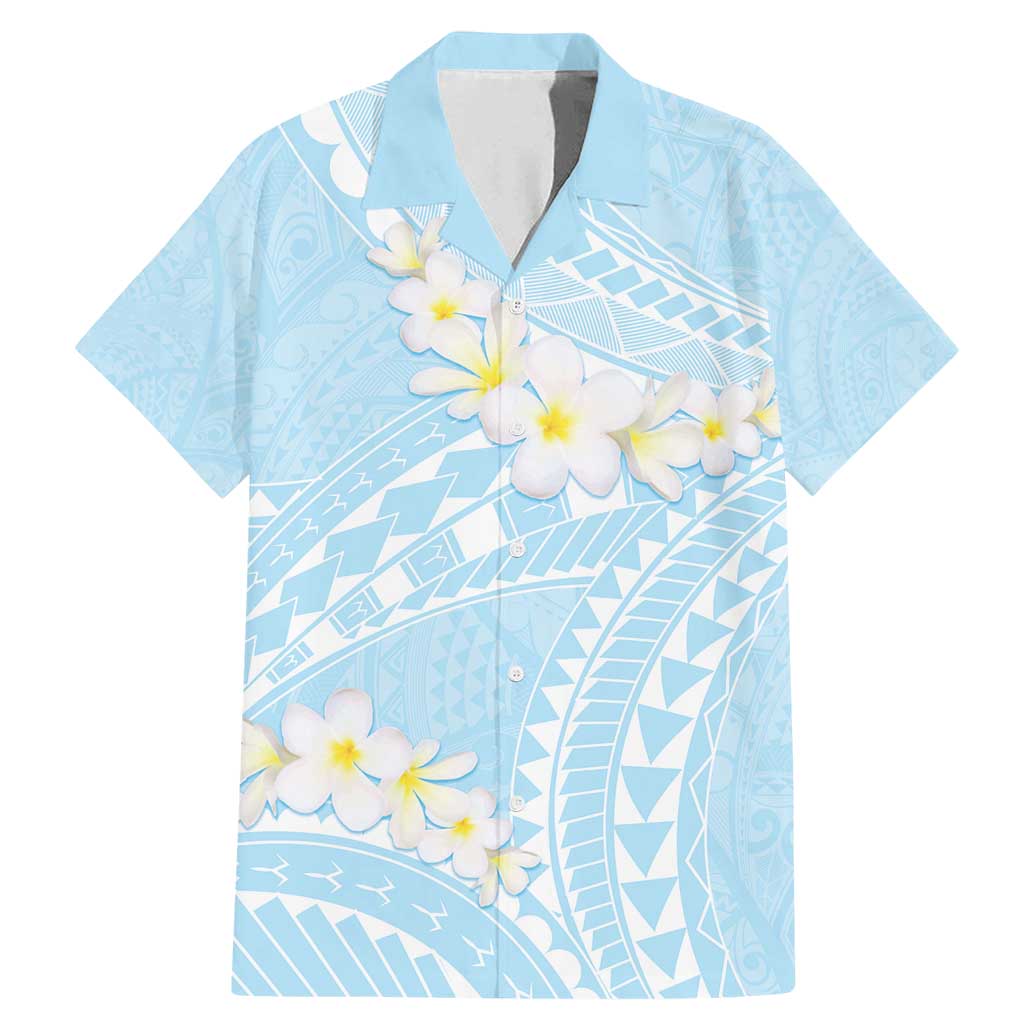 Polynesian Vintage Floral Family Matching Mermaid Dress and Hawaiian Shirt Azure Motifs LT7 Dad's Shirt - Short Sleeve Azure - Polynesian Pride